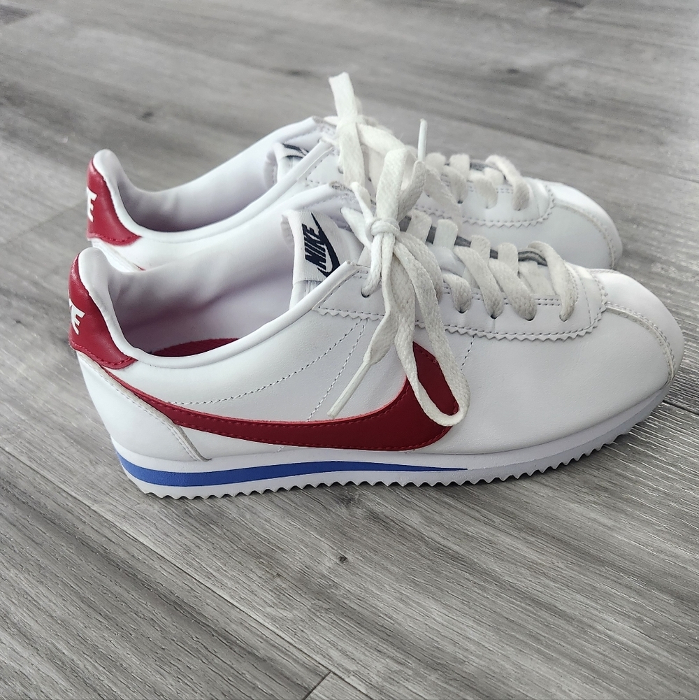 Nike Womens Classic Cortez White Varsity Red Blue 'Forest Gump' Size 5.5 Womens - Picture 3 of 13